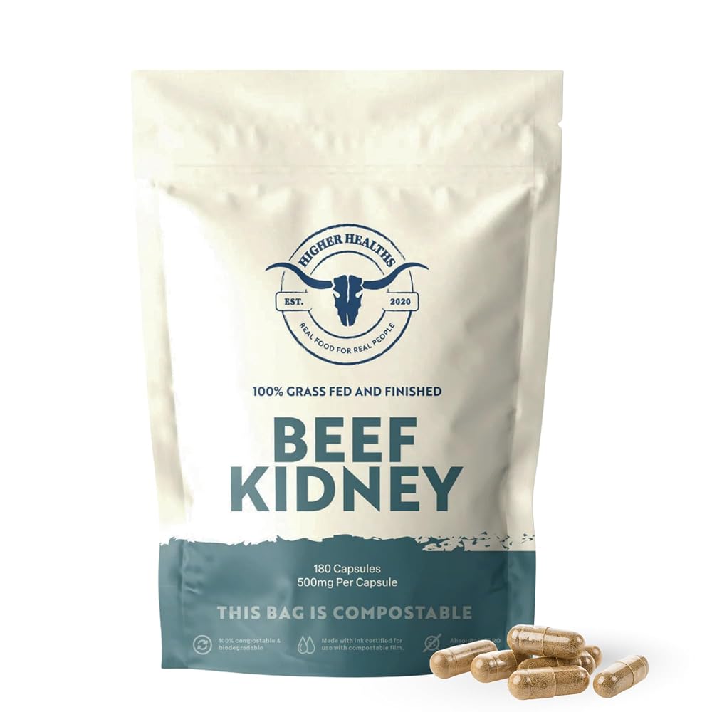 Higher Healths Beef Kidney Supplement Grass-Fed Glandular - 180 Capsules