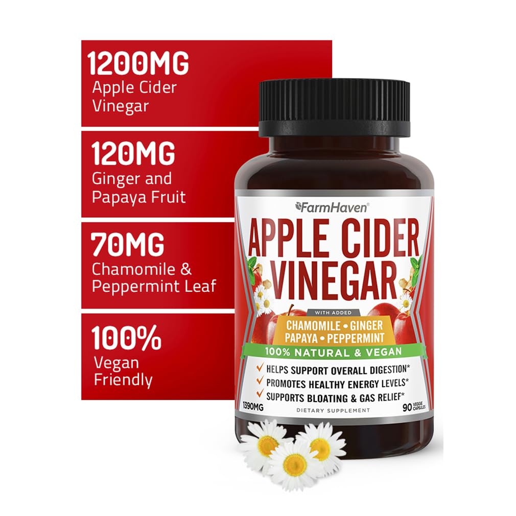 FarmHaven Apple Cider Vinegar Capsules with Ginger & Chamomile - 180 Capsules - image 2