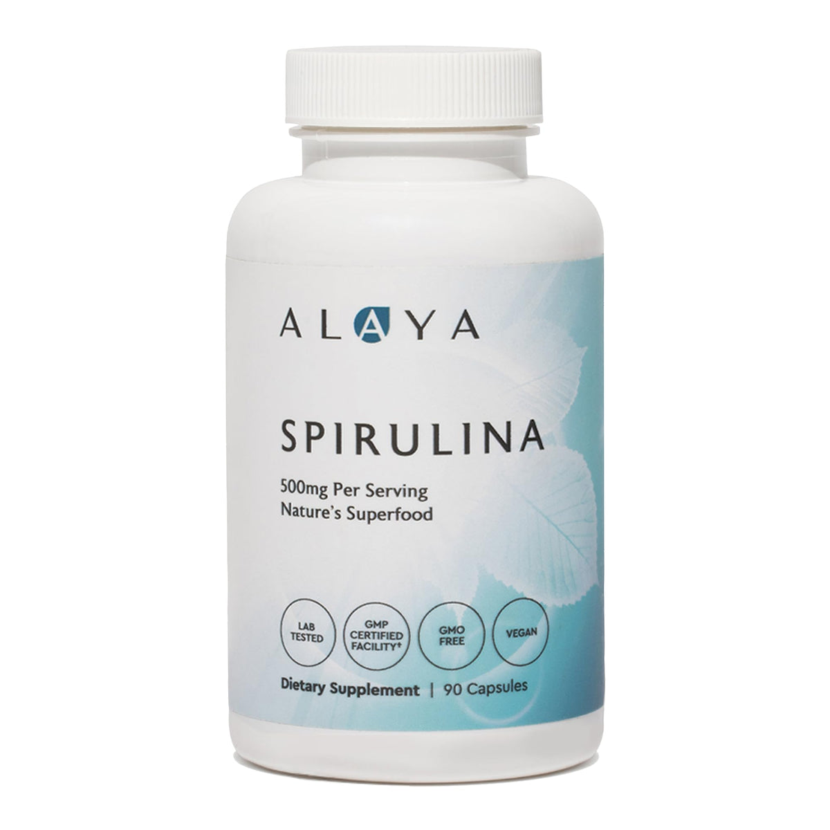 Alaya Naturals Spirulina 500mg Hawaiian Blue Green Algae - 90 Capsules