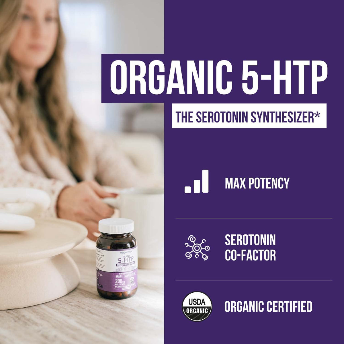 Triquetra Health Organic 5-HTP 200 mg Capsules - 60 Count - image 2