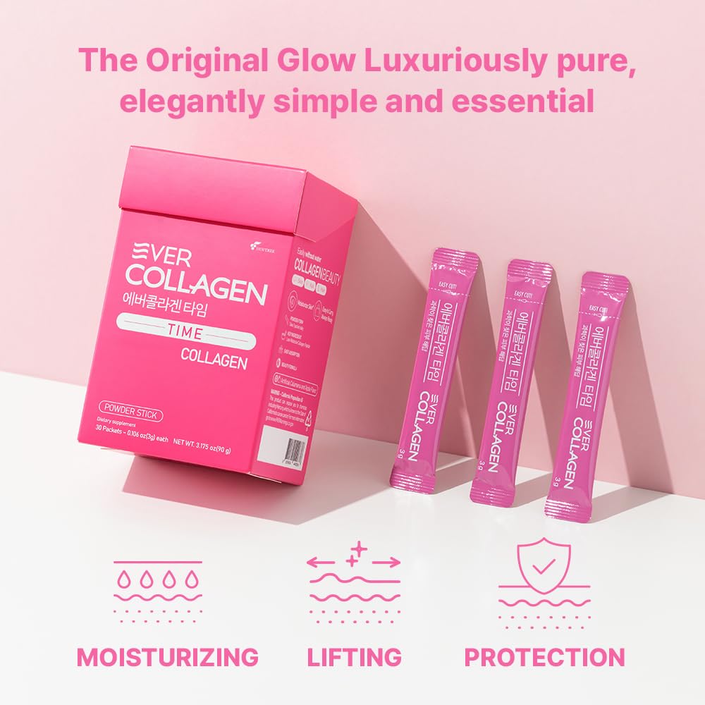 EVER COLLAGEN TIME Marine Collagen Peptides Powder Stick for Skin Hair Nails - image 4