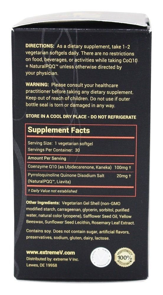 Extreme V CoQ10 Plus Natural PQQ - 30 Vegetarian Softgels - image 2