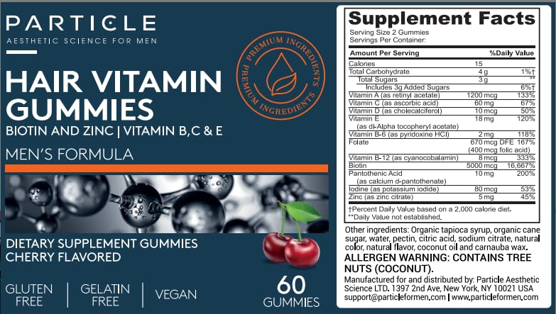 Particle Men's Hair Gummies with Biotin & Zinc - 60 Gummies - image 4