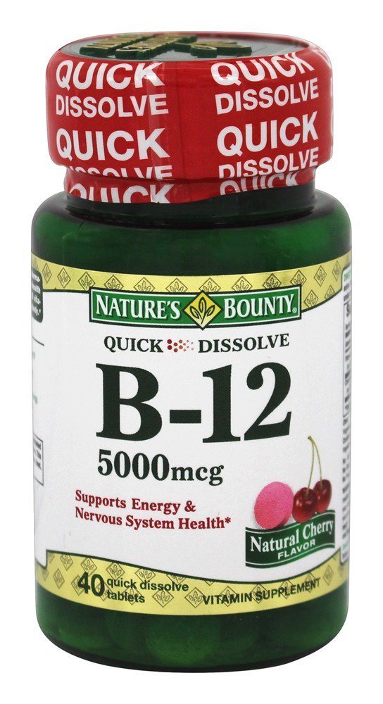 Nature's Bounty B-12 5000 mcg Quick Dissolve Tablets for Energy - 80 Tablets