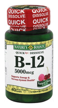 Nature's Bounty B-12 5000 mcg Quick Dissolve Tablets for Energy - 80 Tablets