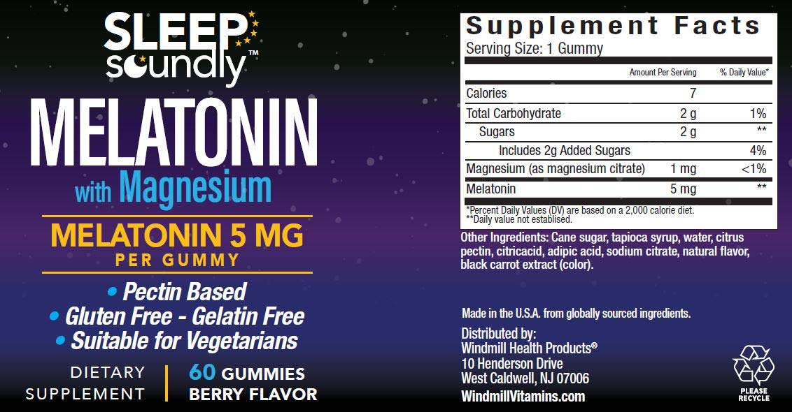 Sleep Soundly Melatonin and Magnesium Gummies 5 mg - 60 Gummies - image 2