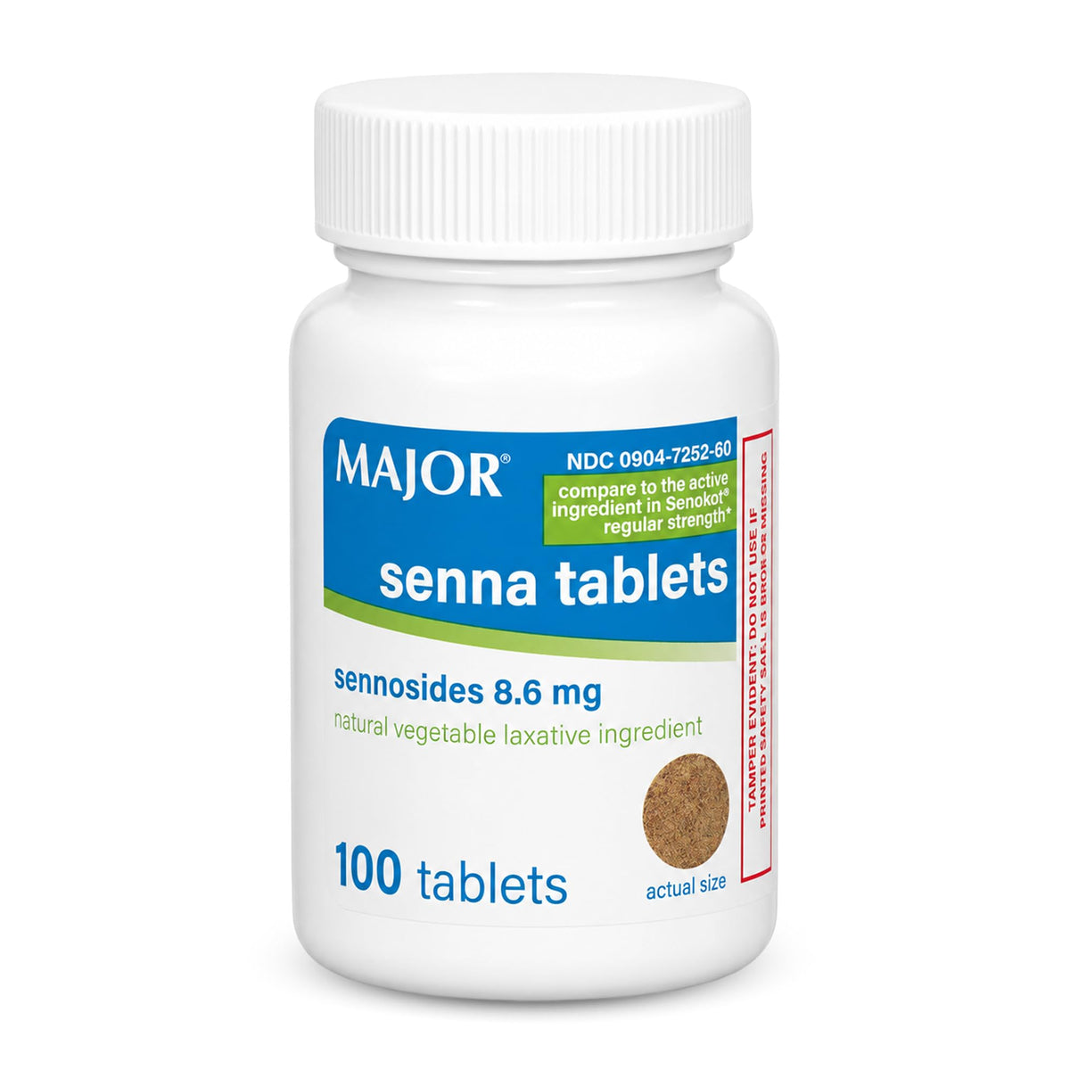 MAJOR Senna 8.6 mg Natural Vegetable Laxative Tablets - 100 Tablets