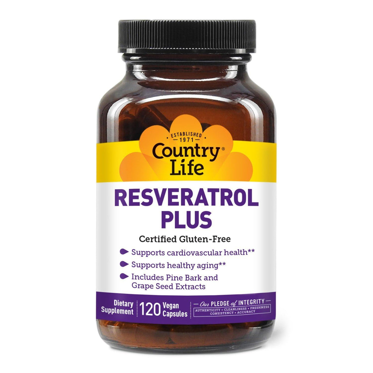 Country Life Resveratrol Plus 100 mg - 120 Vegan Capsules