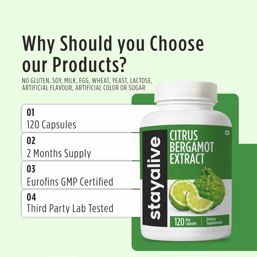 STAY ALIVE Citrus Bergamot 1000mg Capsules - 120 Count - image 5