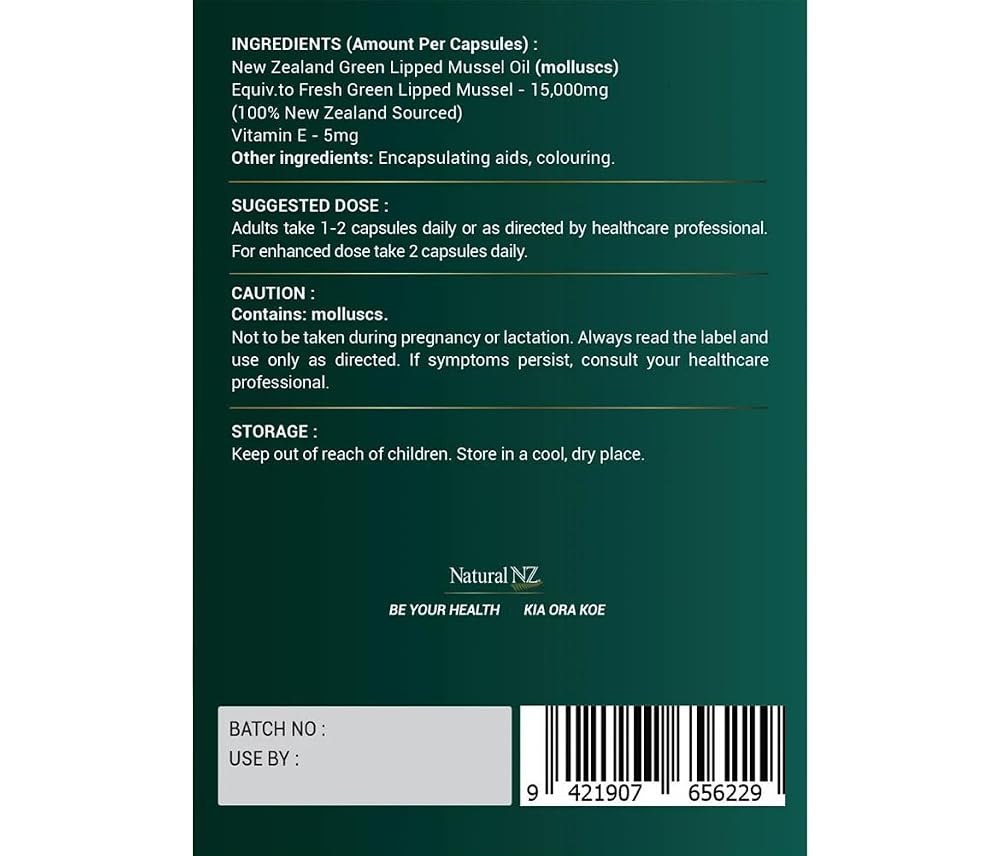 Natural NZ Green Lipped Mussel Oil 15000 - 240 Softgels - image 3
