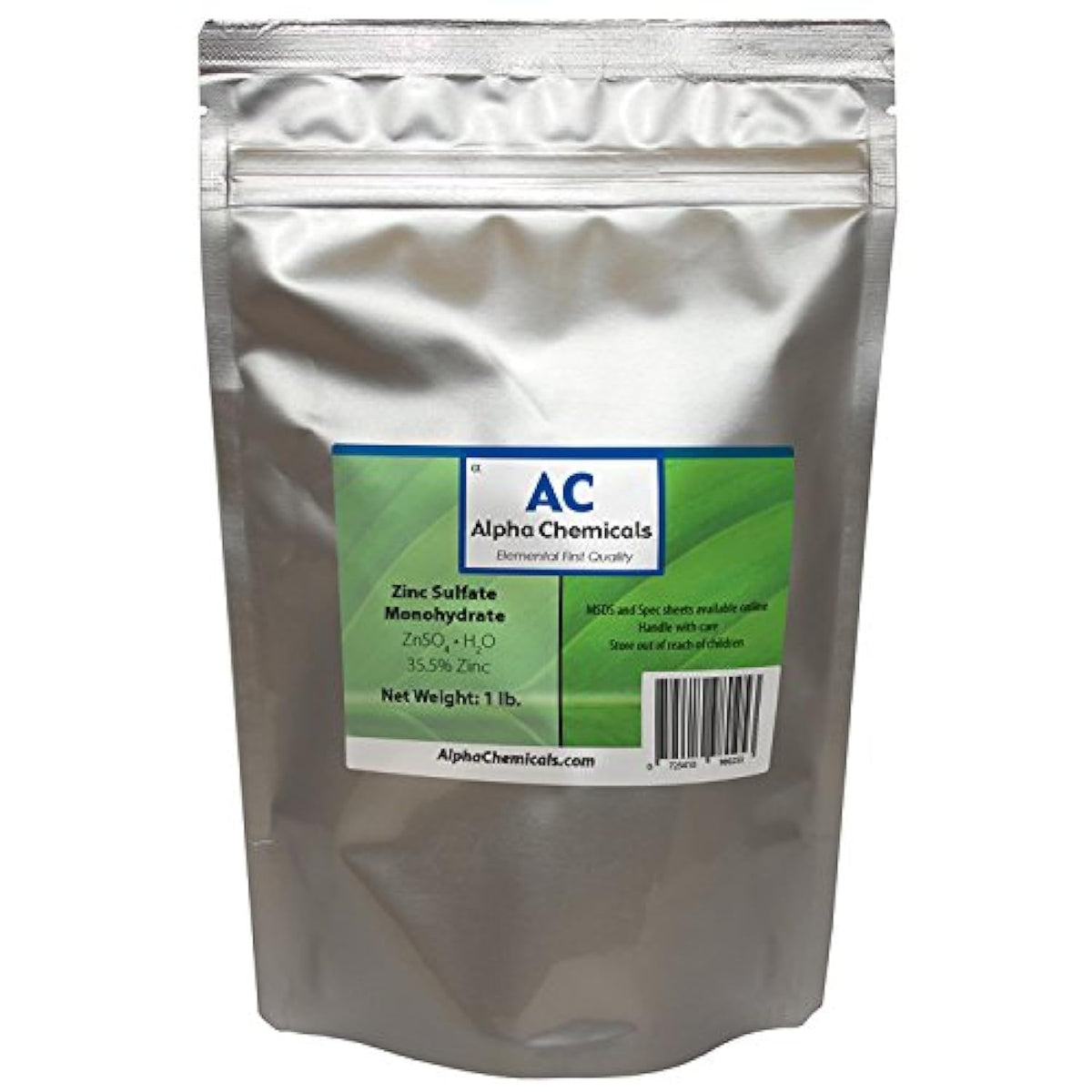 Alpha Chemicals Zinc Sulfate Monohydrate 35.5% Zn - 1 Pound