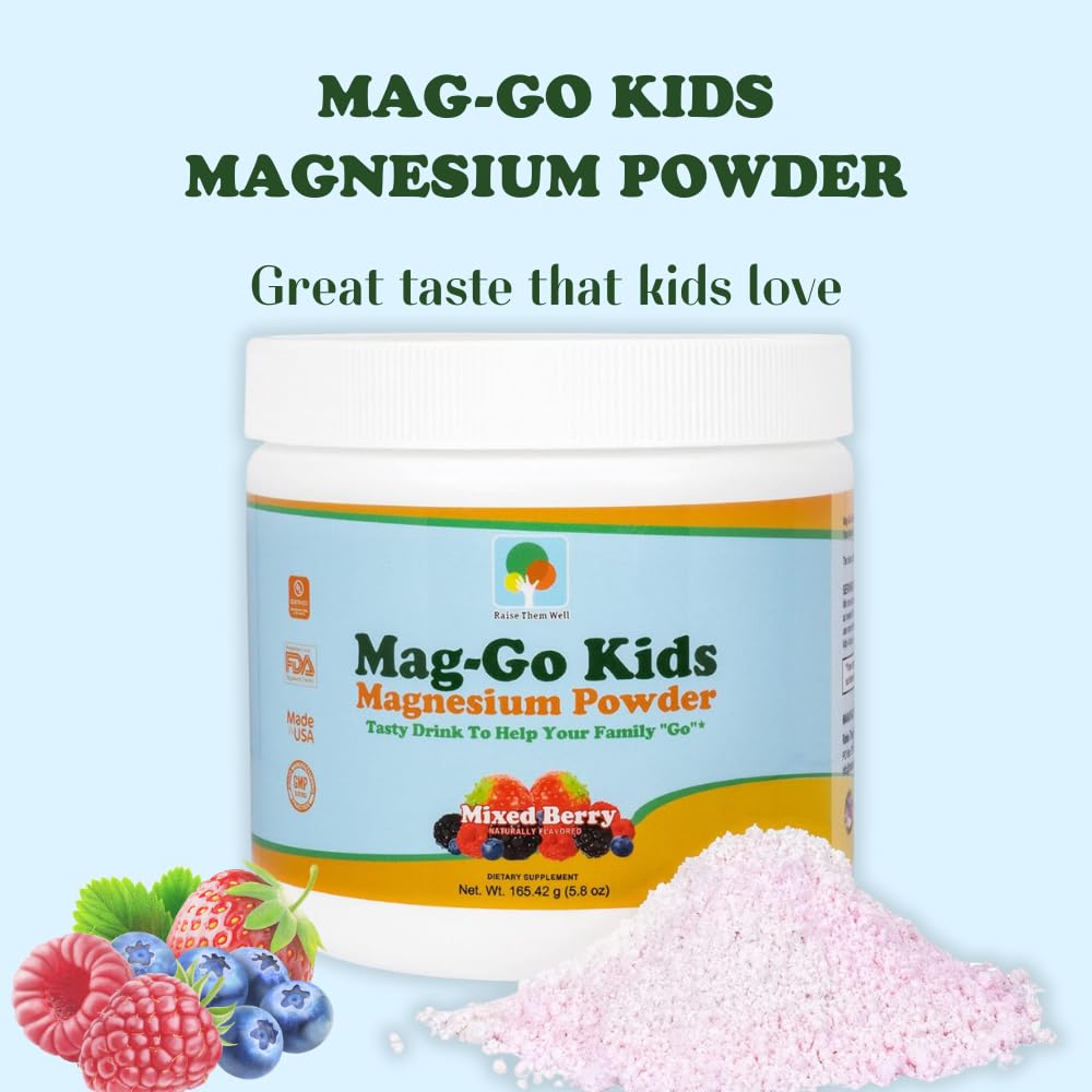 Raise Them Well Mag Go Kids Magnesium Powder Mixed Berry - 90 Servings - image 5