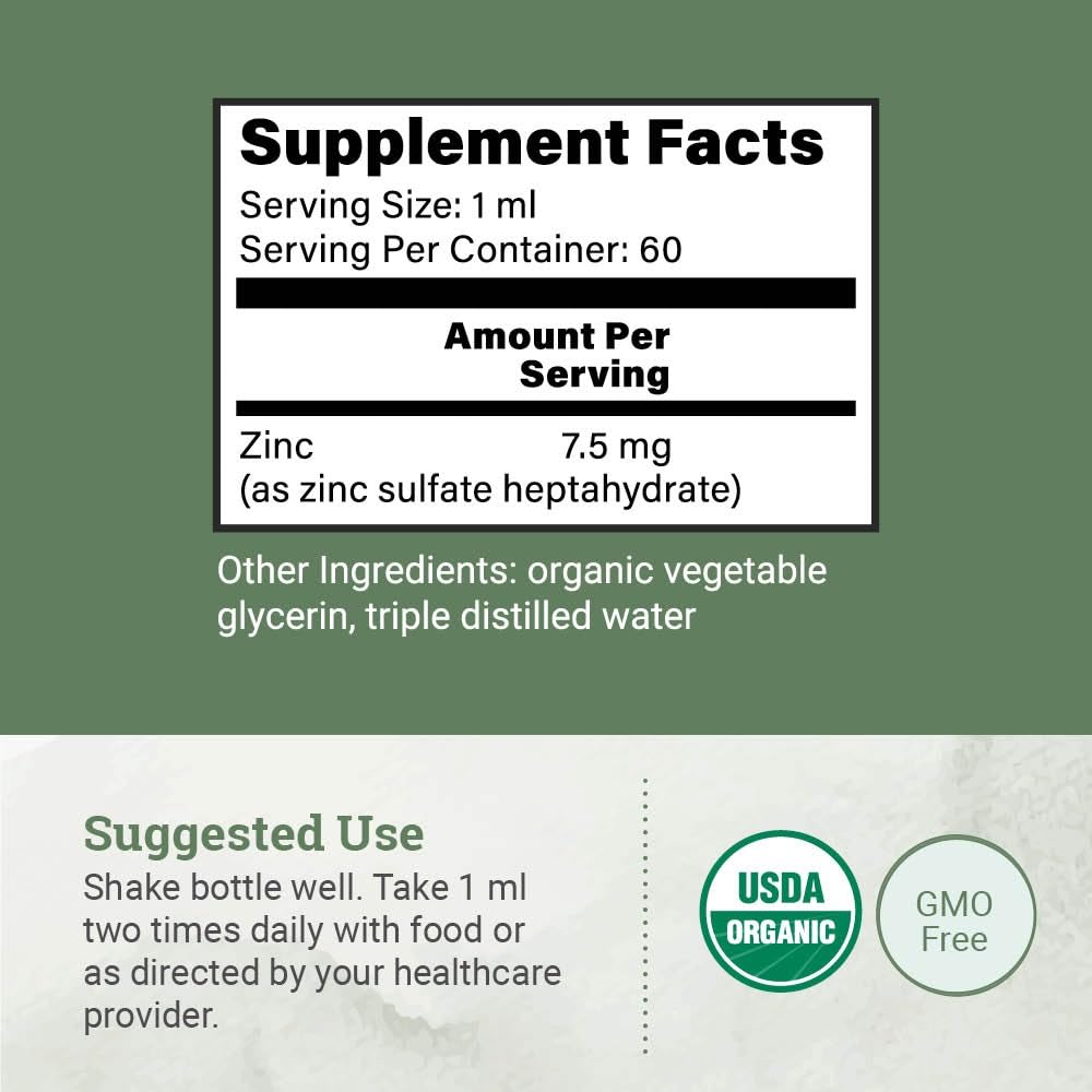 Earth Harmony Naturals Organic Liquid Zinc Sulfate 7.5mg - 2 Fl Oz - image 3