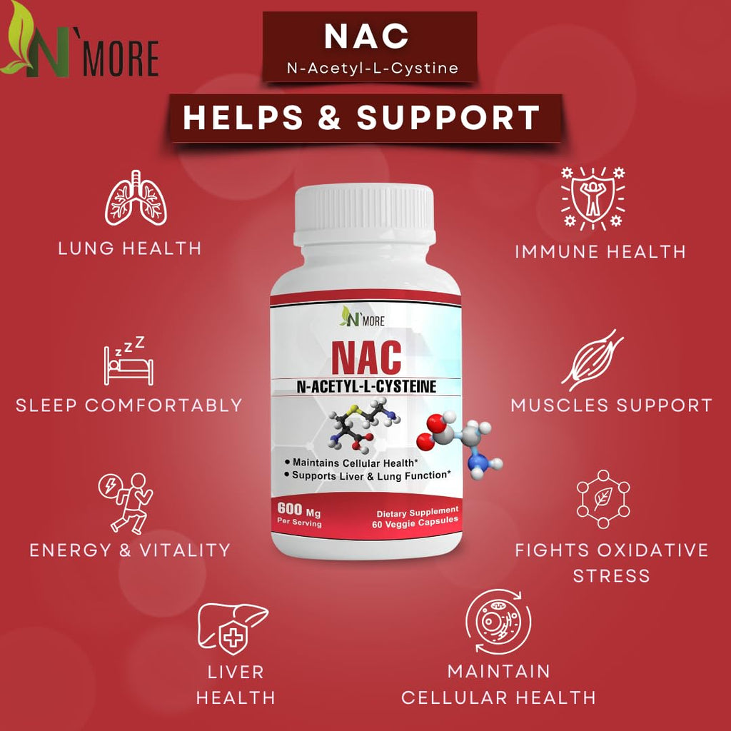 N'More Pure NAC 600mg - 60 Vegetarian Capsules - image 3