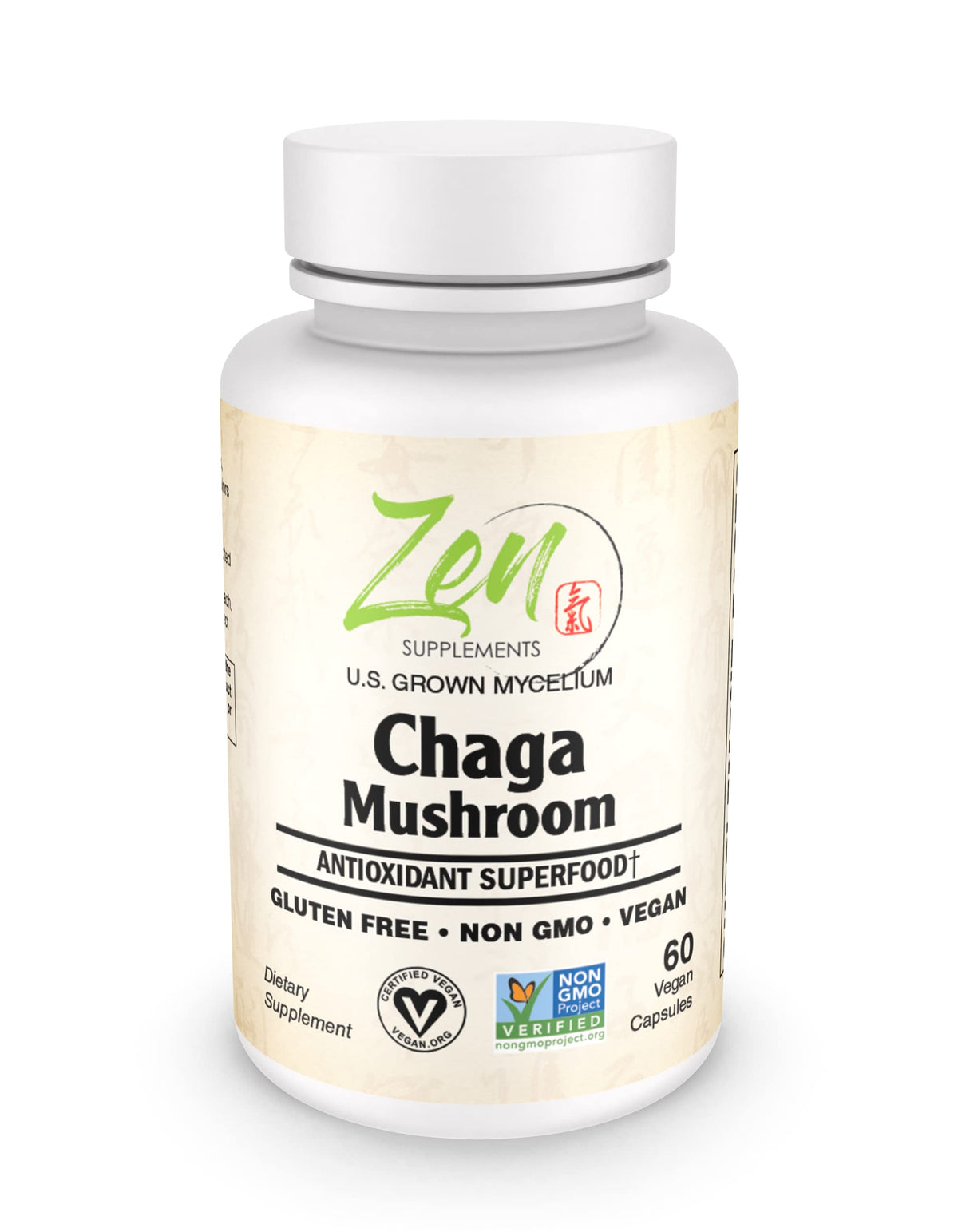 Zen Supplements Chaga Mushroom Antioxidant - 60 Vegetarian Capsules