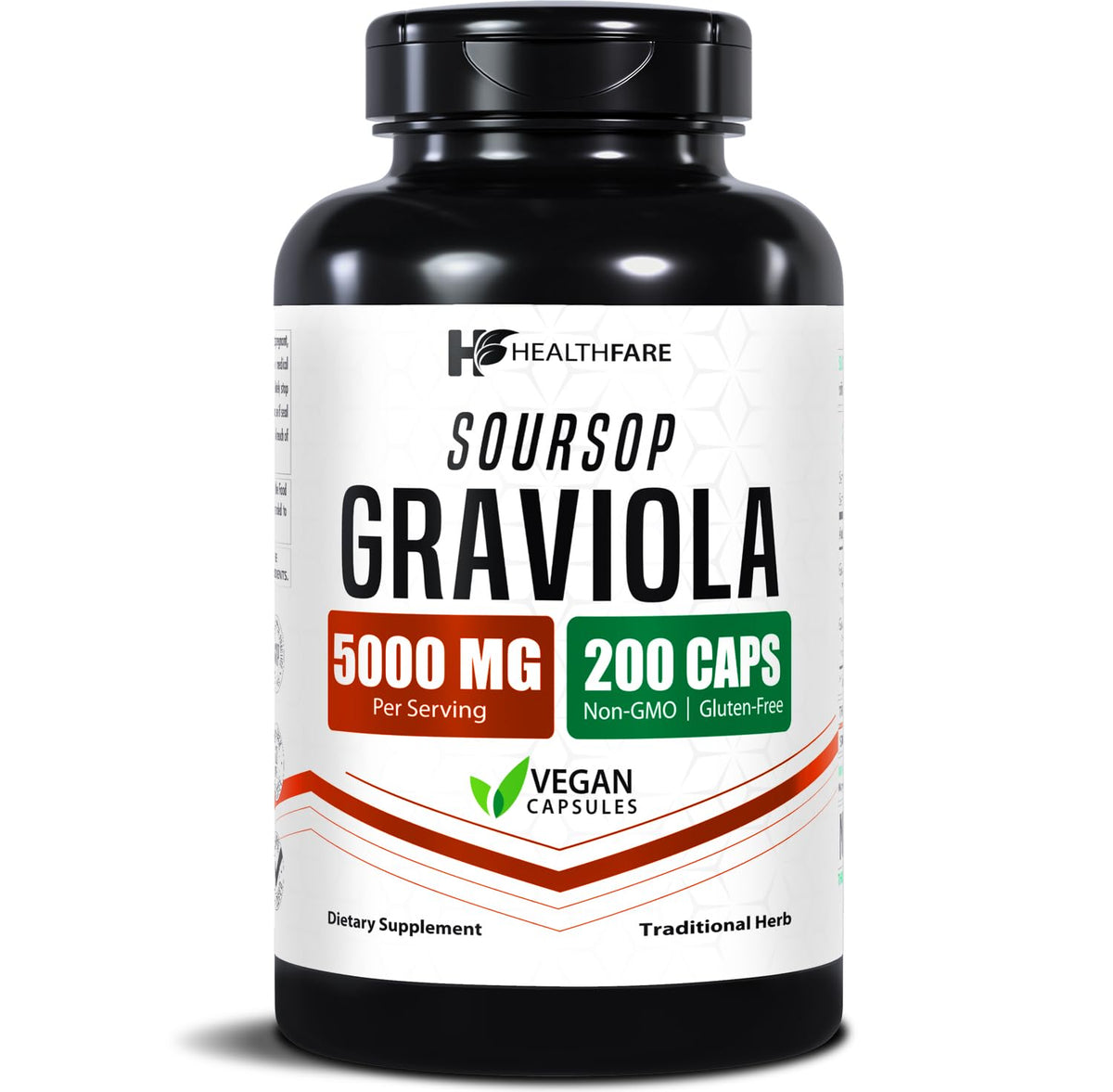 Healthfare Graviola Soursop Extract 5000mg - 200 Vegan Capsules