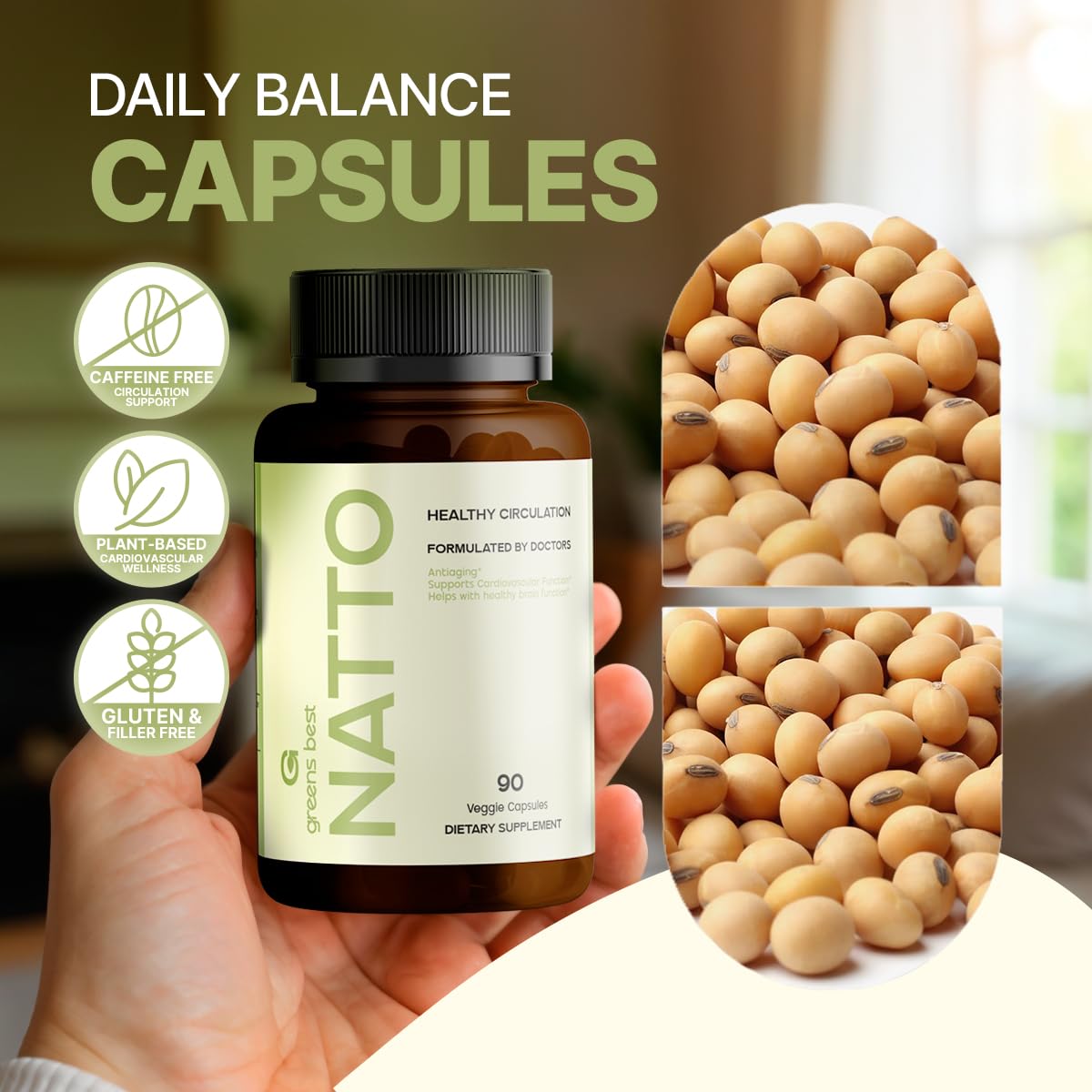 GREEN'S BEST Natto Capsules with Nattokinase & L-Arginine - image 3