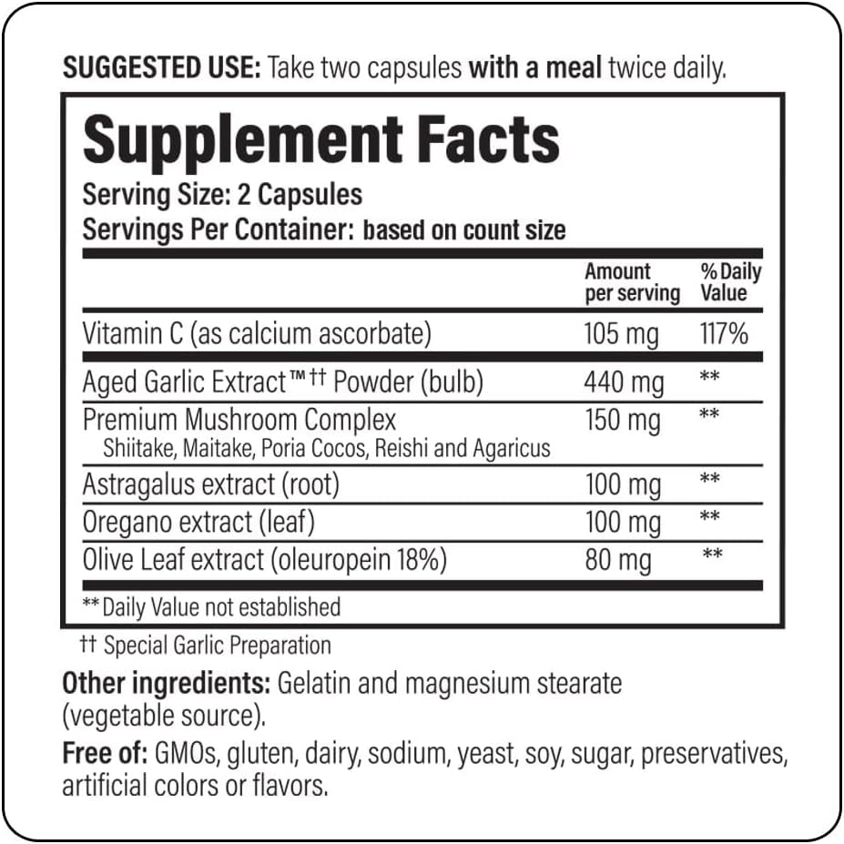 Xllent Kyolic Aged Garlic Extract Immune Formula 103 - 200 Capsules - image 4