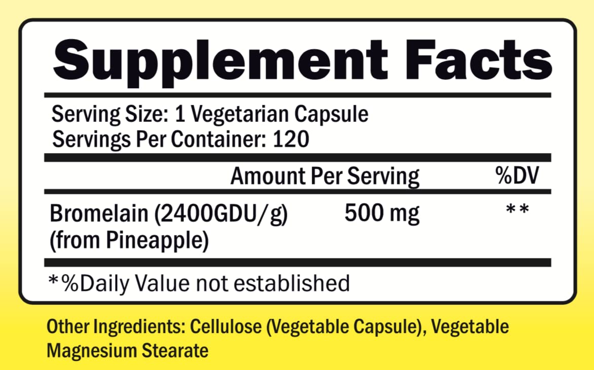 NutriONN Bromelain 500mg Enzyme Extract - 120 Vegetarian Capsules - image 7
