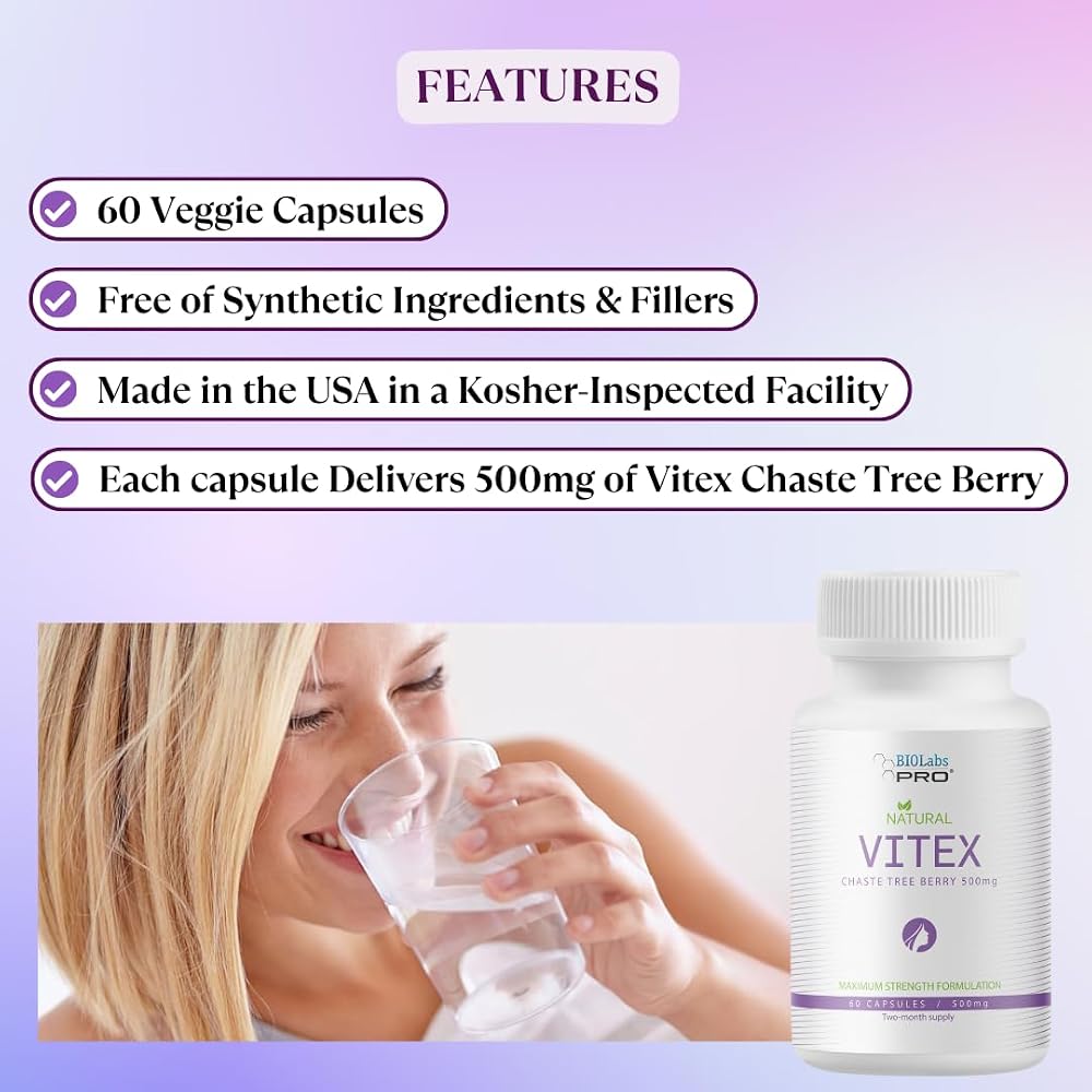 BIOLABS PRO Vitex Chasteberry 500mg - 60 Vegetarian Capsules - image 3