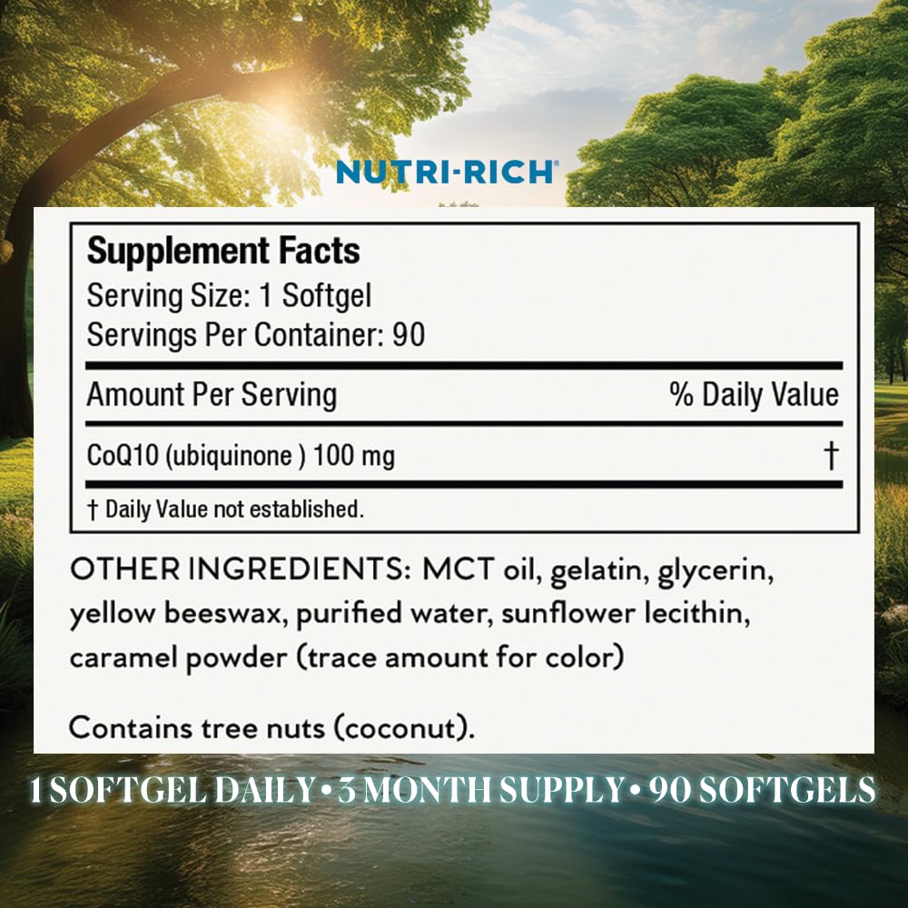 Nutri-Rich CoQ10 100mg Softgels for Heart Health & Energy - 90 Softgels - image 7