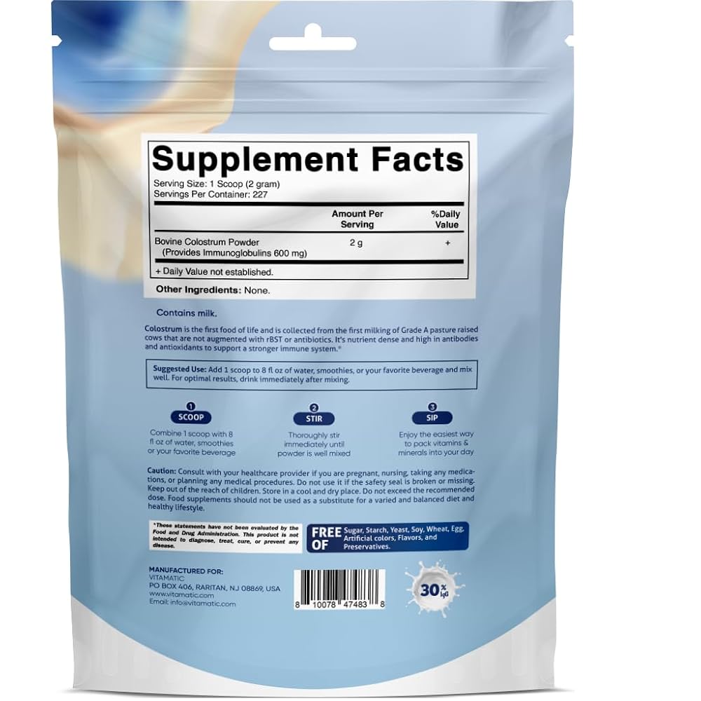 Vitamatic Bovine Colostrum 30% IgG Powder - 454g - image 9