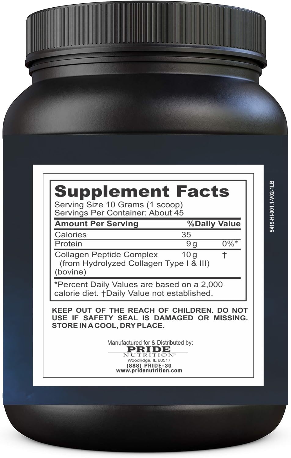 Pride Nutrition Collagen Peptides Powder for Hair, Skin & Nails - 16oz - image 2