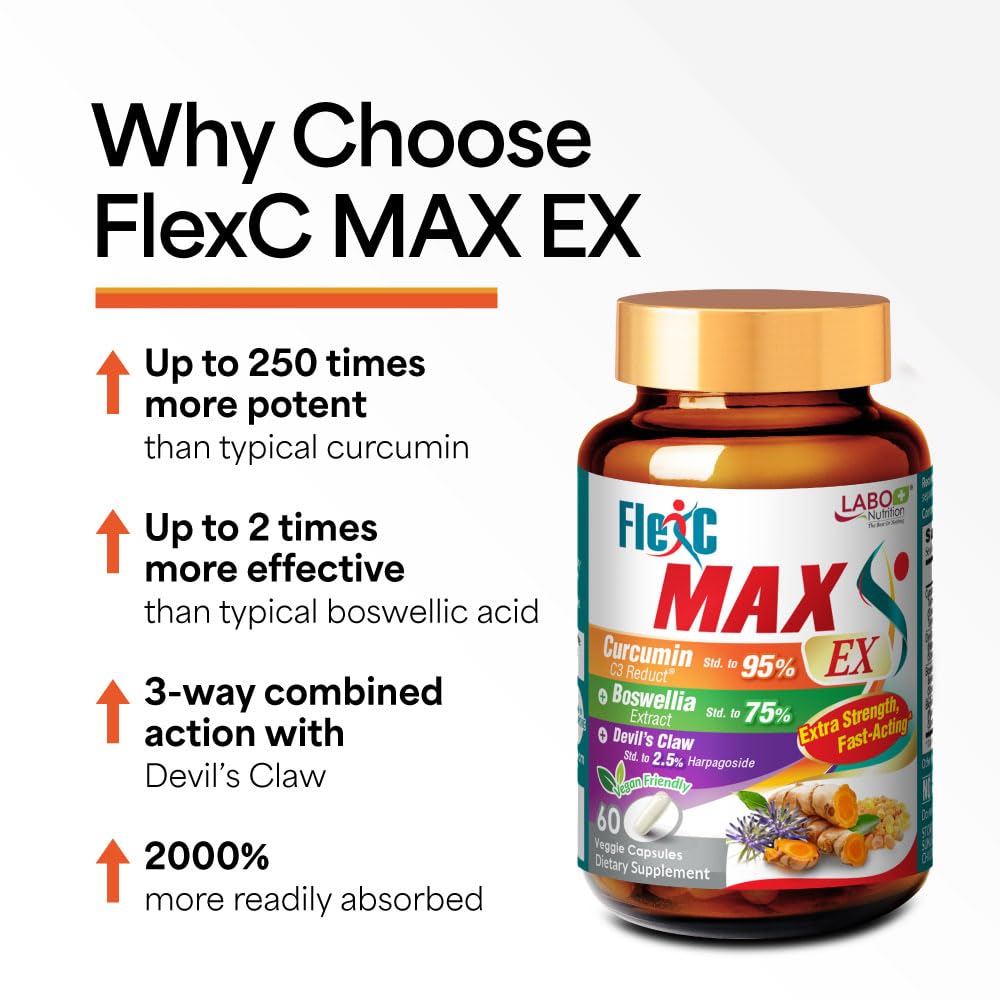 LABO Nutrition FlexC MAX EX Turmeric Curcumin Boswellia - 60 Capsules - image 3