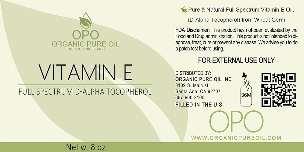 OPO Vitamin E Oil Pure D-Alpha Tocopherol - 8 oz - image 2