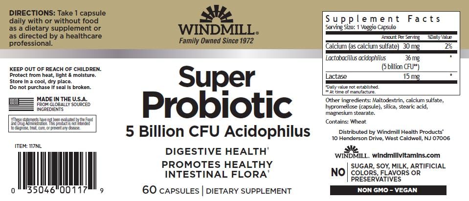 Windmill Super Probiotic Plus with Acidophilus 5 Billion CFU - 60 Capsules - image 2