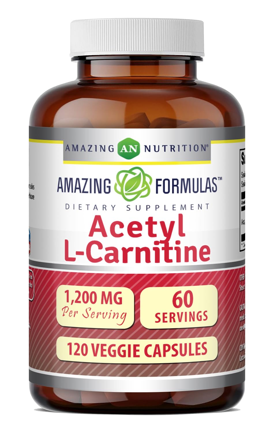 Amazing Nutrition Acetyl L-Carnitine 1200 mg - 120 Vegetarian Capsules