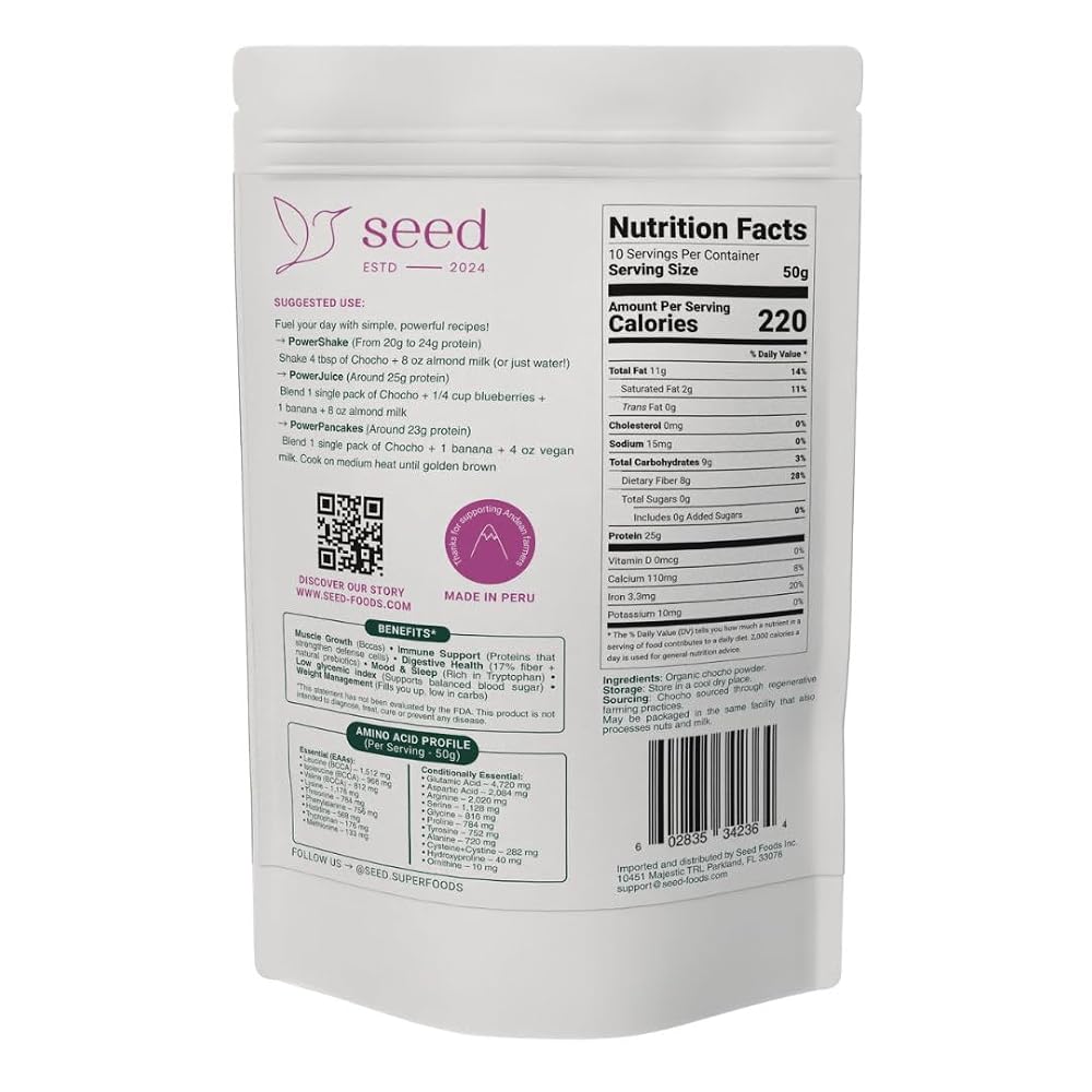 SEED Chocho Pure Plant-Based Protein Powder - 17.6 oz - image 6