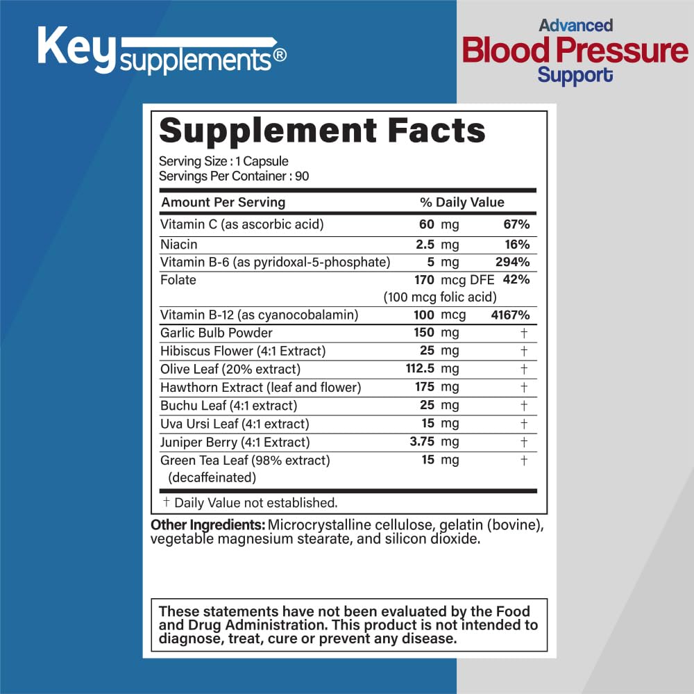 Keysupplement Blood Pressure Support Cardiovascular Health - 90 Capsules - image 2