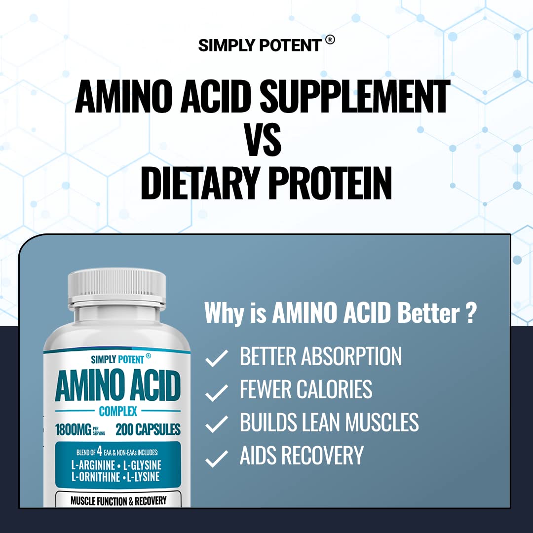 Simply Potent Amino Acid Complex 1800mg - 200 Capsules - image 5