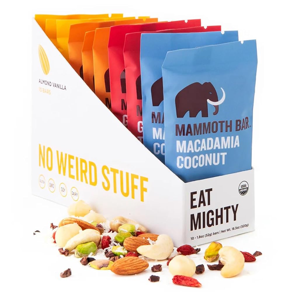 Mammoth Bar Organic Clean Protein Bars Variety Pack - 10-Pack
