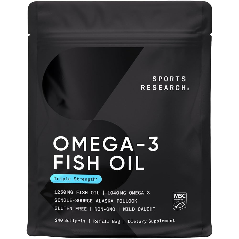 Sports Research Omega-3 Fish Oil 1250mg Alaska Pollock - 240 Softgels