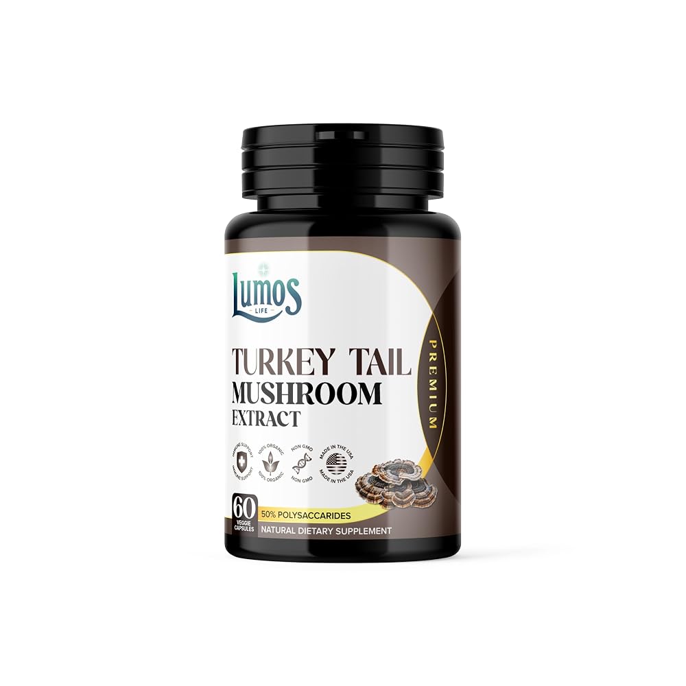 Lumos Life Turkey Tail Mushroom Supplement - 1000 mg - 60 Capsules