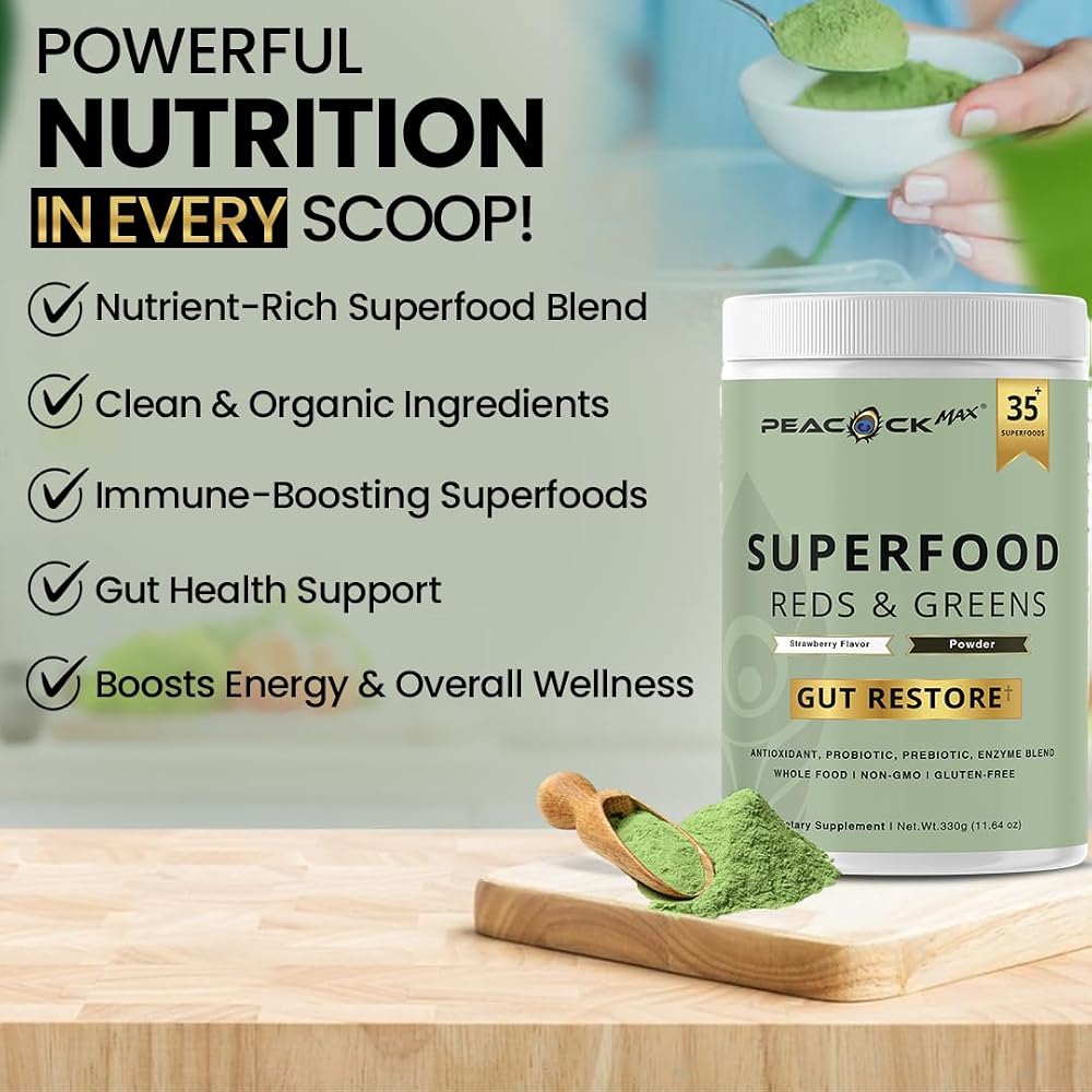 Peacock Max Superfood Reds & Greens Powder - 12 Pack - image 5