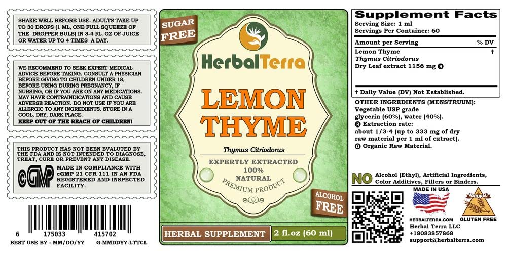 Herbal Terra LLC Lemon Thyme (Thymus x Citriodorus) Tincture