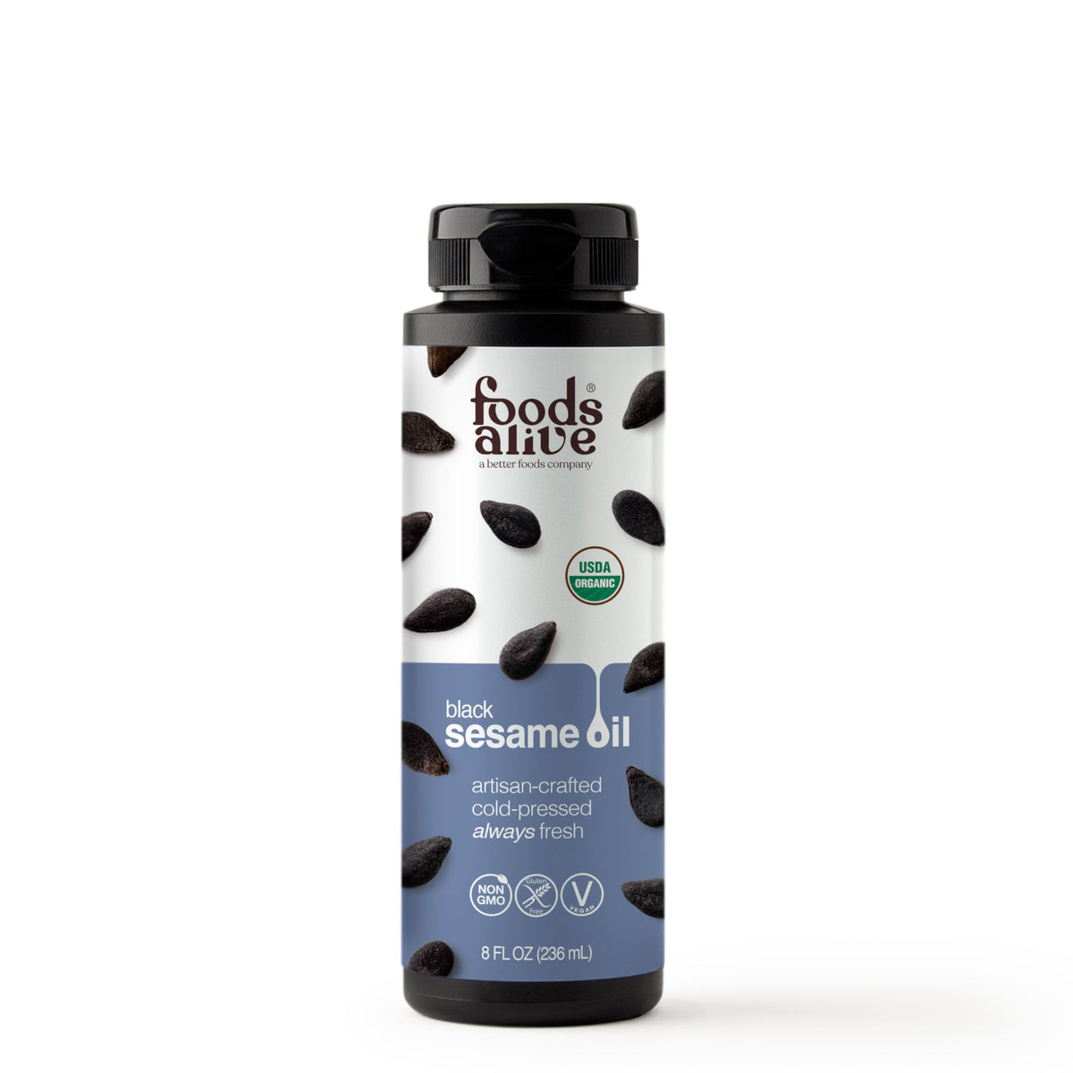 Foods Alive Black Sesame Seed Oil, Artisan Cold-Pressed, Organic, 8oz