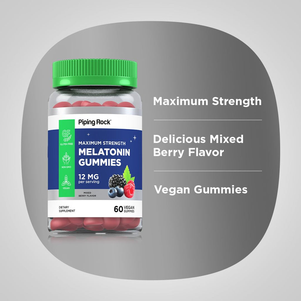 Piping Rock Melatonin Gummies 12mg - 60 Gummies - image 4