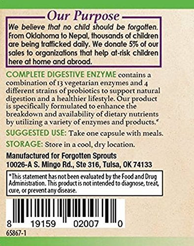 Forgotten Sprouts Digestive Enzyme with Probiotics - 90 Vegetarian Capsules - image 2