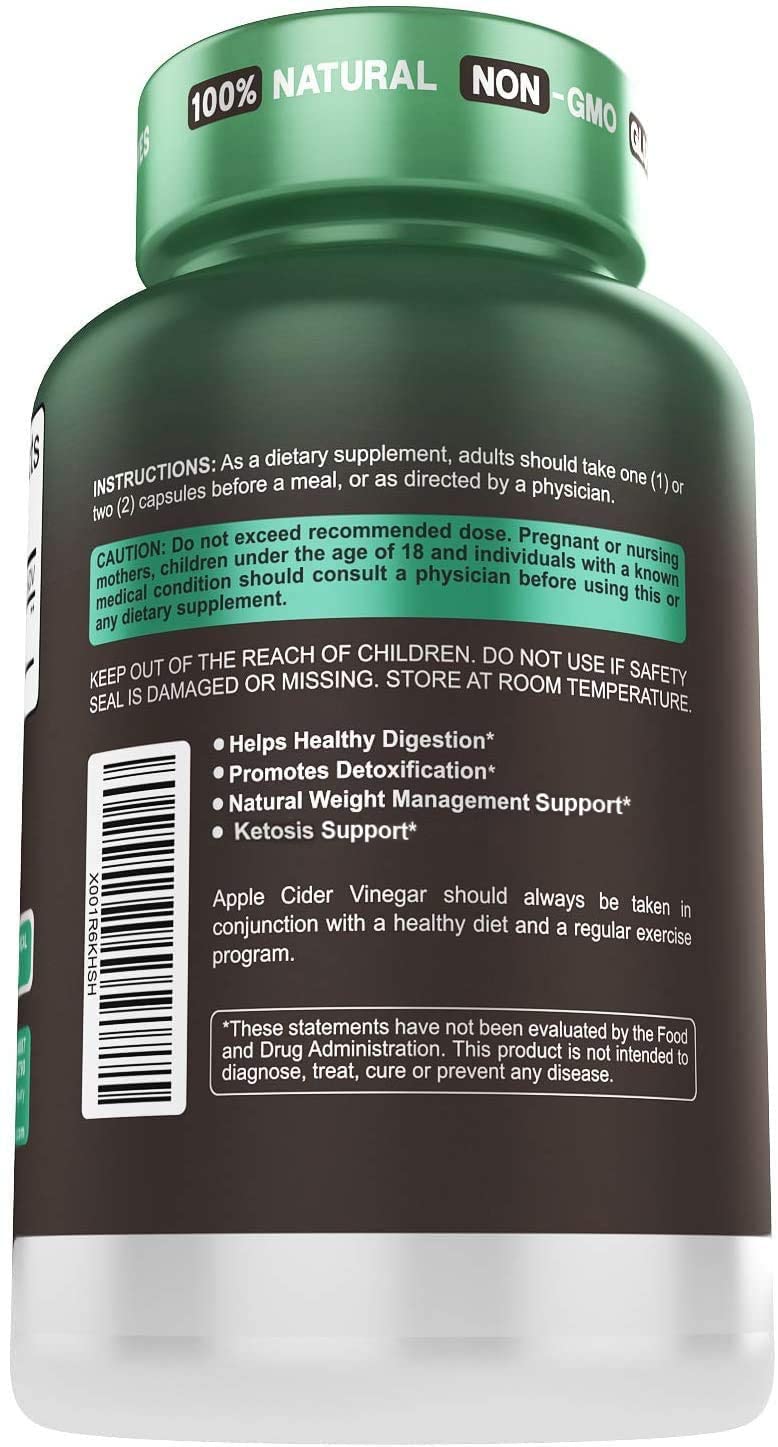 Herbtonics Raw Apple Cider Vinegar 1500mg with Mother - 240 Capsules - image 3