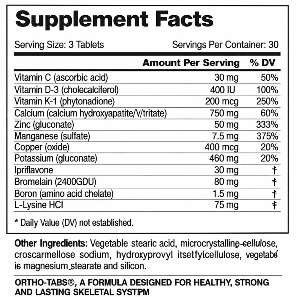 MediNiche Ortho-Tabs Vitamin and Mineral Supplement for Bone Health - 90 Tablets - image 2
