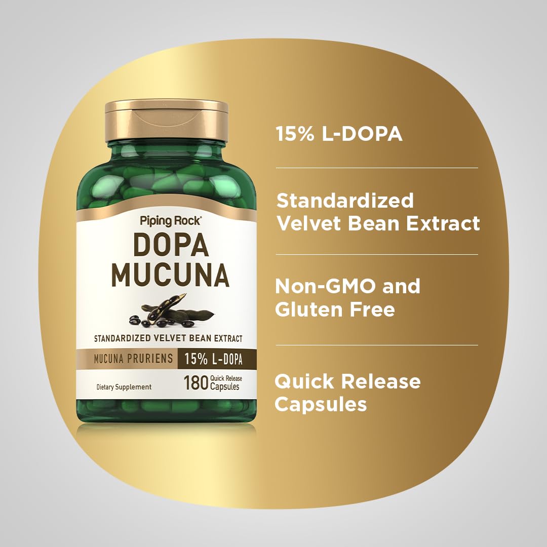Piping Rock DOPA Mucuna 15% L-DOPA - 180 Capsules - image 4