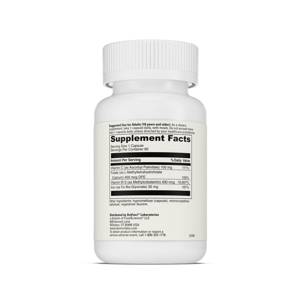 DaVinci Labs Iron Bis-Glycinate - 60 Vegetarian Capsules - image 2