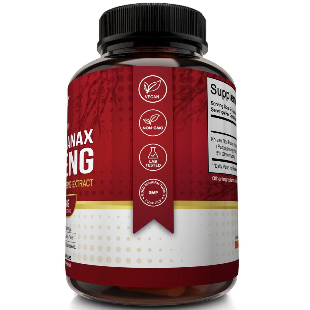 NutriFlair Korean Red Panax Ginseng 1600mg Energy & Focus - 120 Capsules - image 5