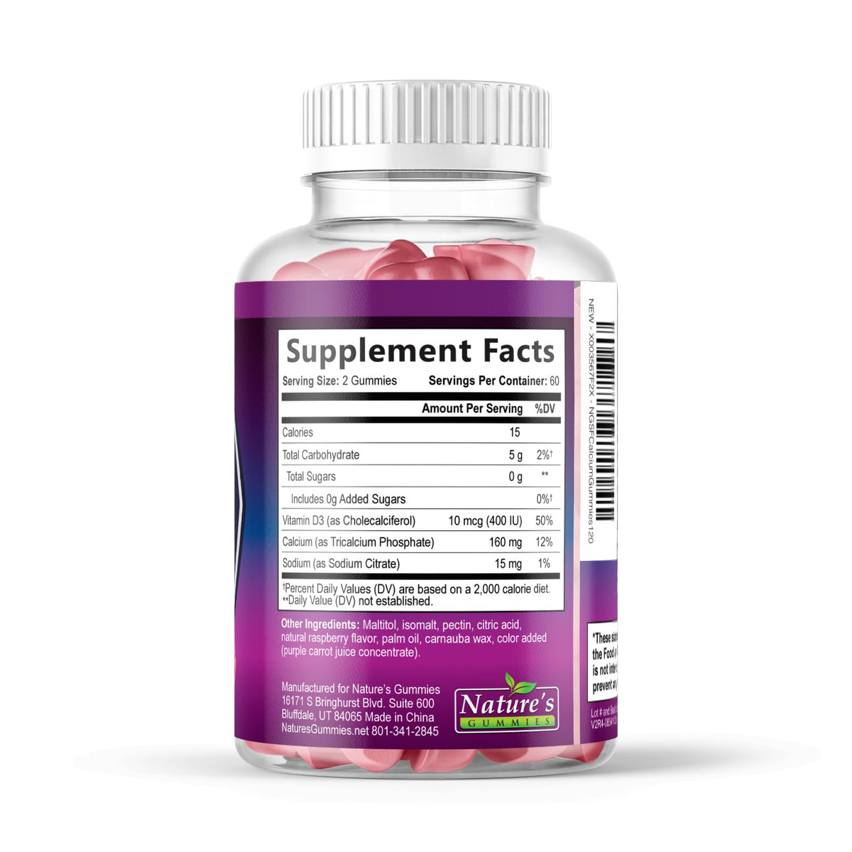 Nature's Nutrition Calcium Gummies - Sugar Free Calcium Gummy