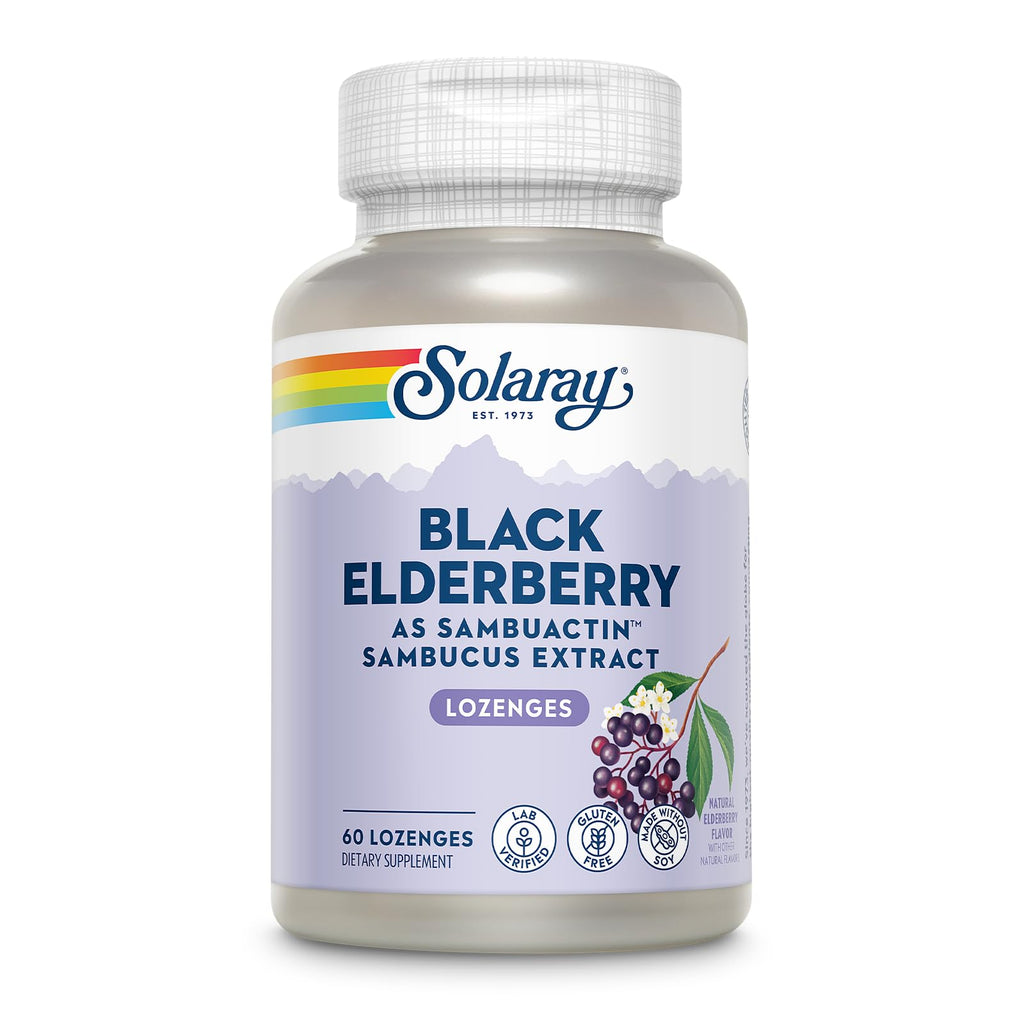 SOLARAY SambuActin Black Elderberry Extract Immune Support - 60 Lozenges
