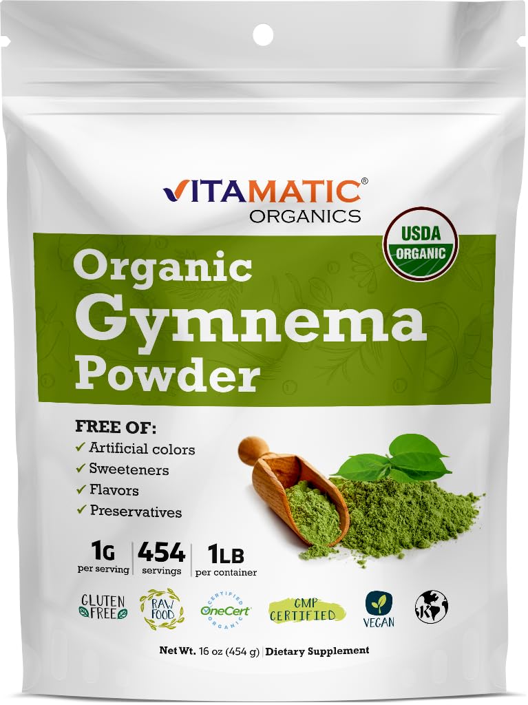 Vitamatic Certified USDA Organic Gymnema Leaf Powder - 16 Ounces